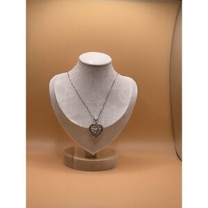 Sterling Necklace Chain-925 Italy-Filigree Heart Pendant-Silver  22" 6g